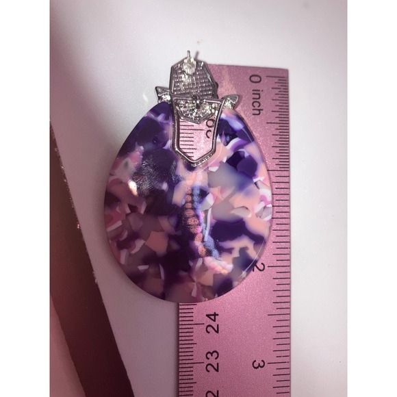 Papazzari Purple & Pink Tortoise Shell Pattern Earrings! - Picture 6 of 6